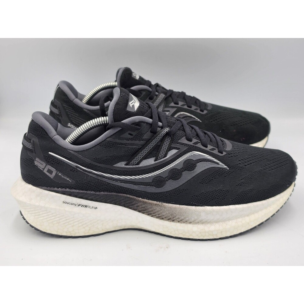 Saucony Triumph 20 Athletic Shoes Men Black Lace-Up Running Sneakers - 10.5 WIDE